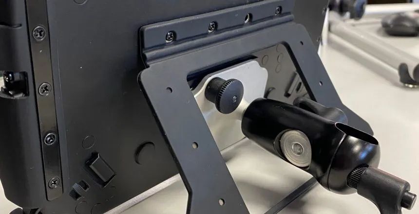 A tablet case with a UDS mount 