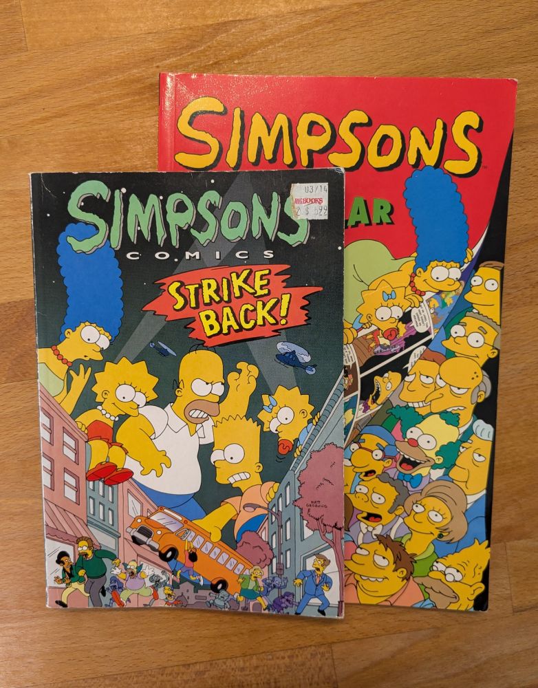 Smaller format Otter Press Simpsons Comics compared to a UK edition