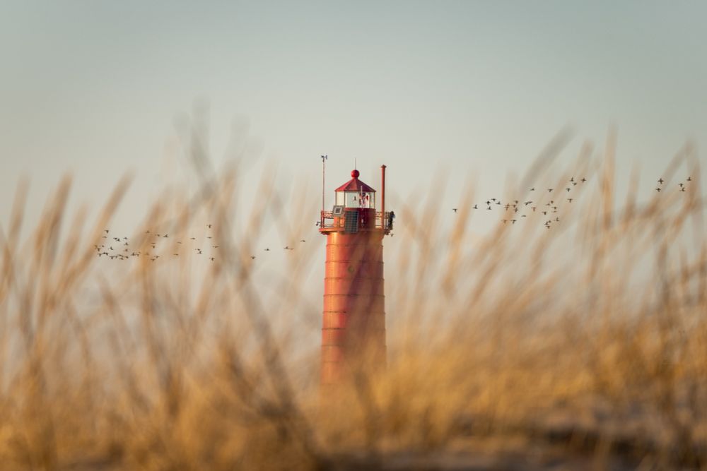 Muskegon South Pierhead Lighthouse in winter