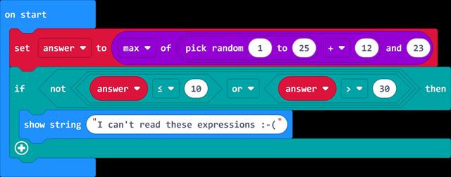Old MakeCode blocks, harder to read and see order of operations