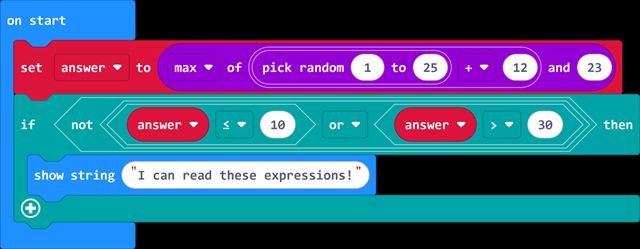 New MakeCode blocks with clearer highlighting on the blocks for compound expressions