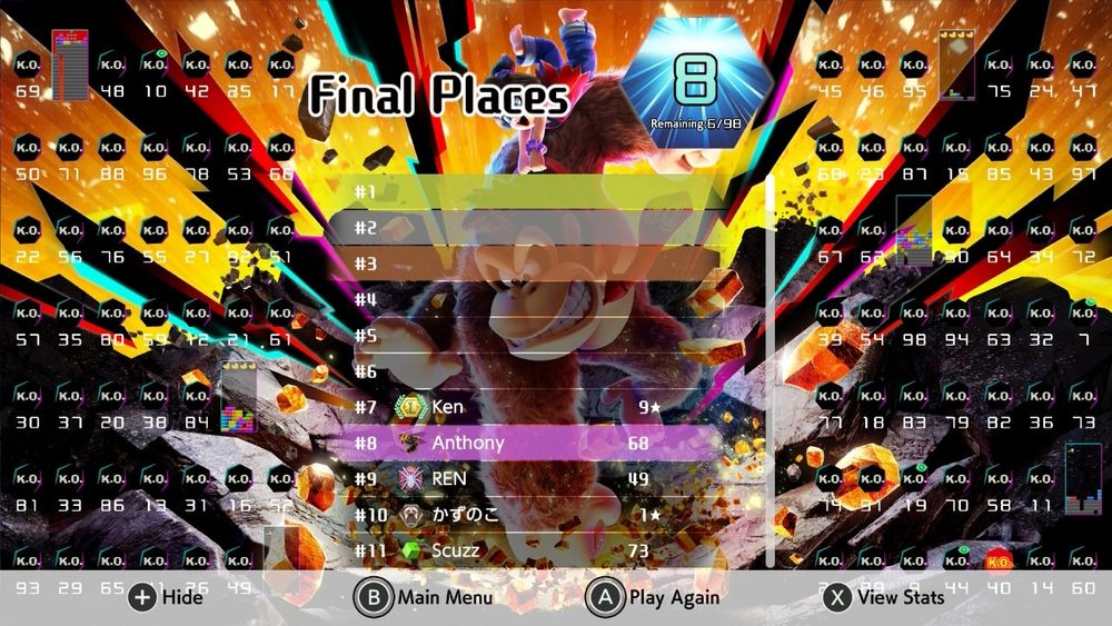 8th place in Tetris 99