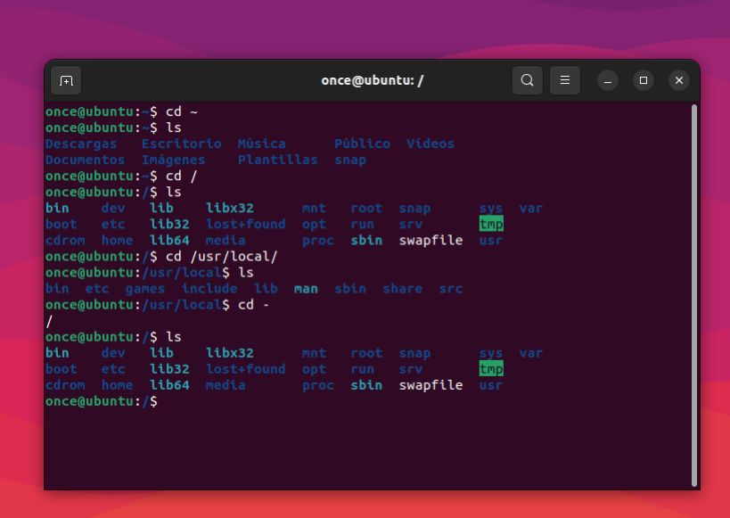 El comando cd en Linux se utiliza para cambiar el directorio de trabajo. Te permite navegar entre diferentes carpetas y ubicaciones dentro del sistema de archivos

Nombre: cd (abreviatura de “change directory” “cambio de directorio”).