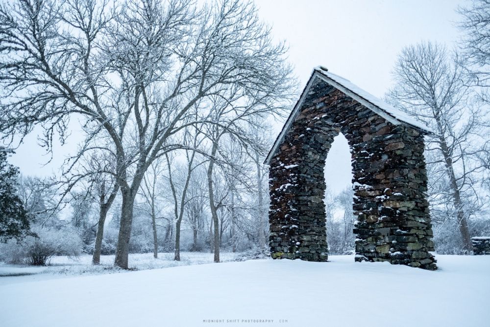 A snow covered cemetery in Little Compton, Rhode Island. 