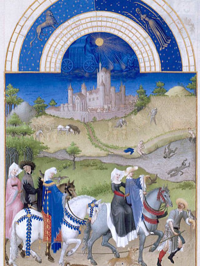 Page from the calendar of the tres riches heures for August