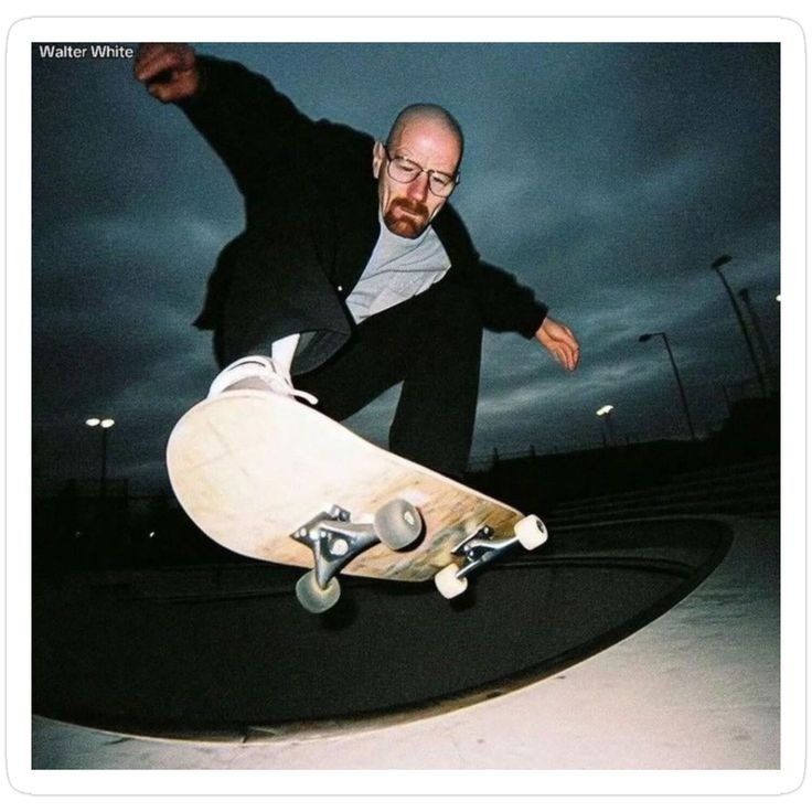 Walter white on a skateboard