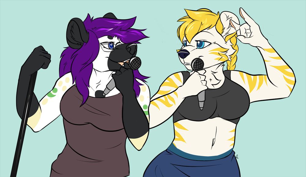 A spotted hyena and white golden tiger get super EXTRA as they perform karaoke together.
