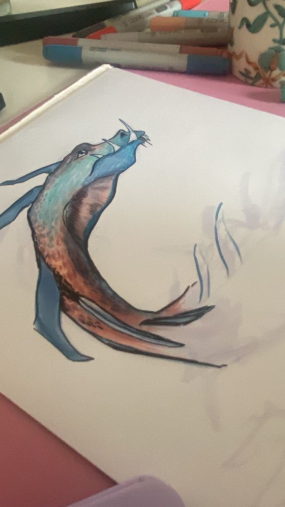 Pink and blue dragon