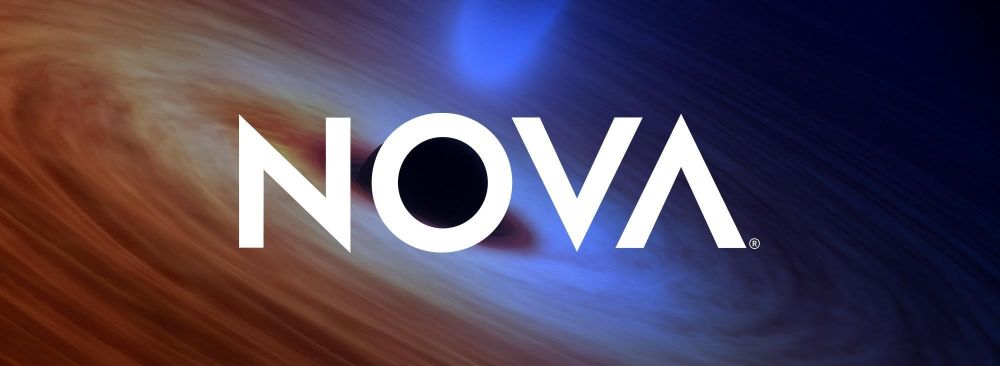 the NOVA logo over a whirling black hole.