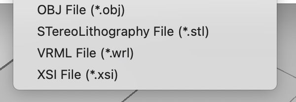 a screenshot of a file format dialog, ending with "XSI File .xsi"