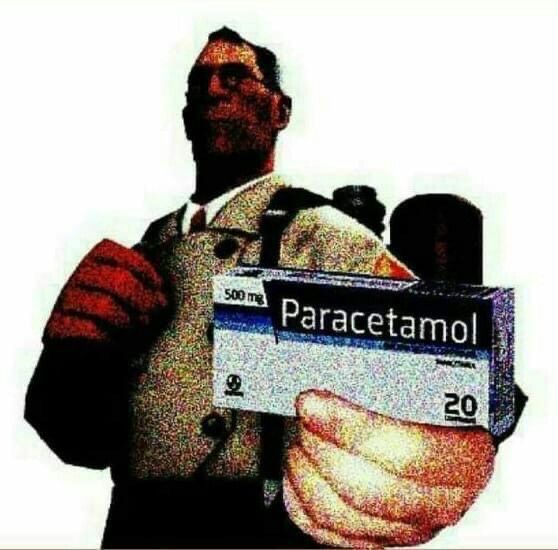A imagem se trata do Médico do jogo Team Fortress 2 segurando um paracetamol. Mas o post é uma declaração de como essa rede só tem a mesma coisa o tempo todo.