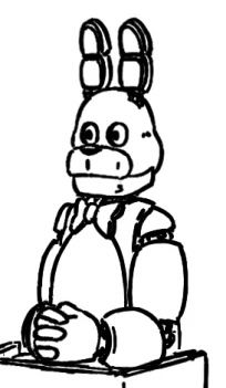 Bonnie from FNAF 1 standing at a podium with his fingers interlaced. Very polite.