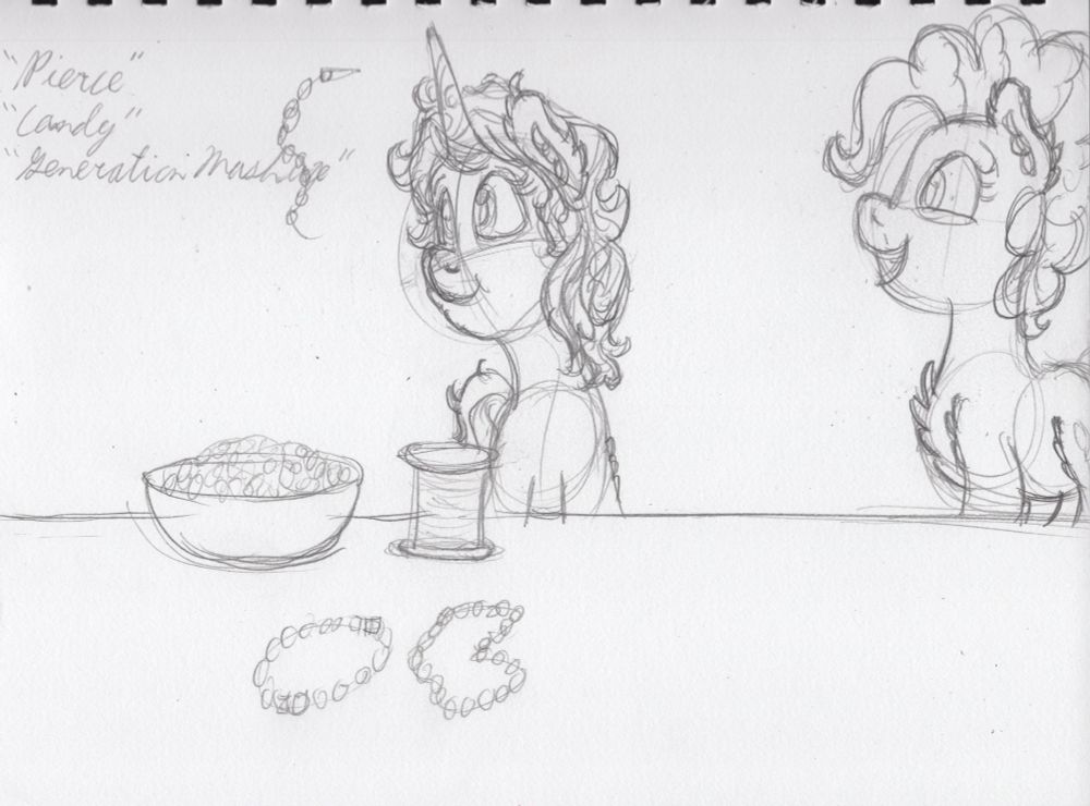 Pencil planning sketch.