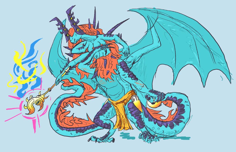 gaunt summoner of tzeentch as a dragon taur with many breasts