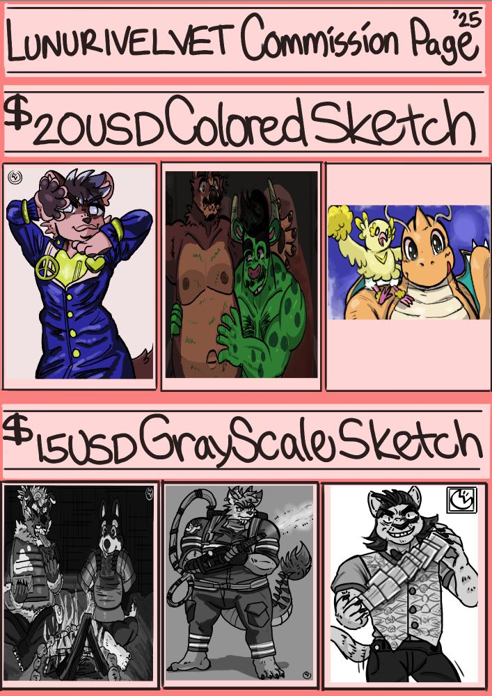 Colored examples from left to right; @mashomello.bsky.social, @telstartelstar.bsky.social, and @angrypoppy.bsky.social       Grayscale examples from left to right; @rezari.bsky.social‬, ‪@spyketyranno.bsky.social‬, ‬https://wobbl.xyz/deck/@Barnem