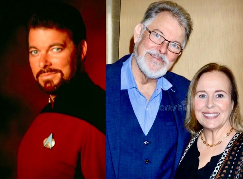 Image of young, handsome, Riker and another image of him looking pretty darn good, with wife Genie Francis.  