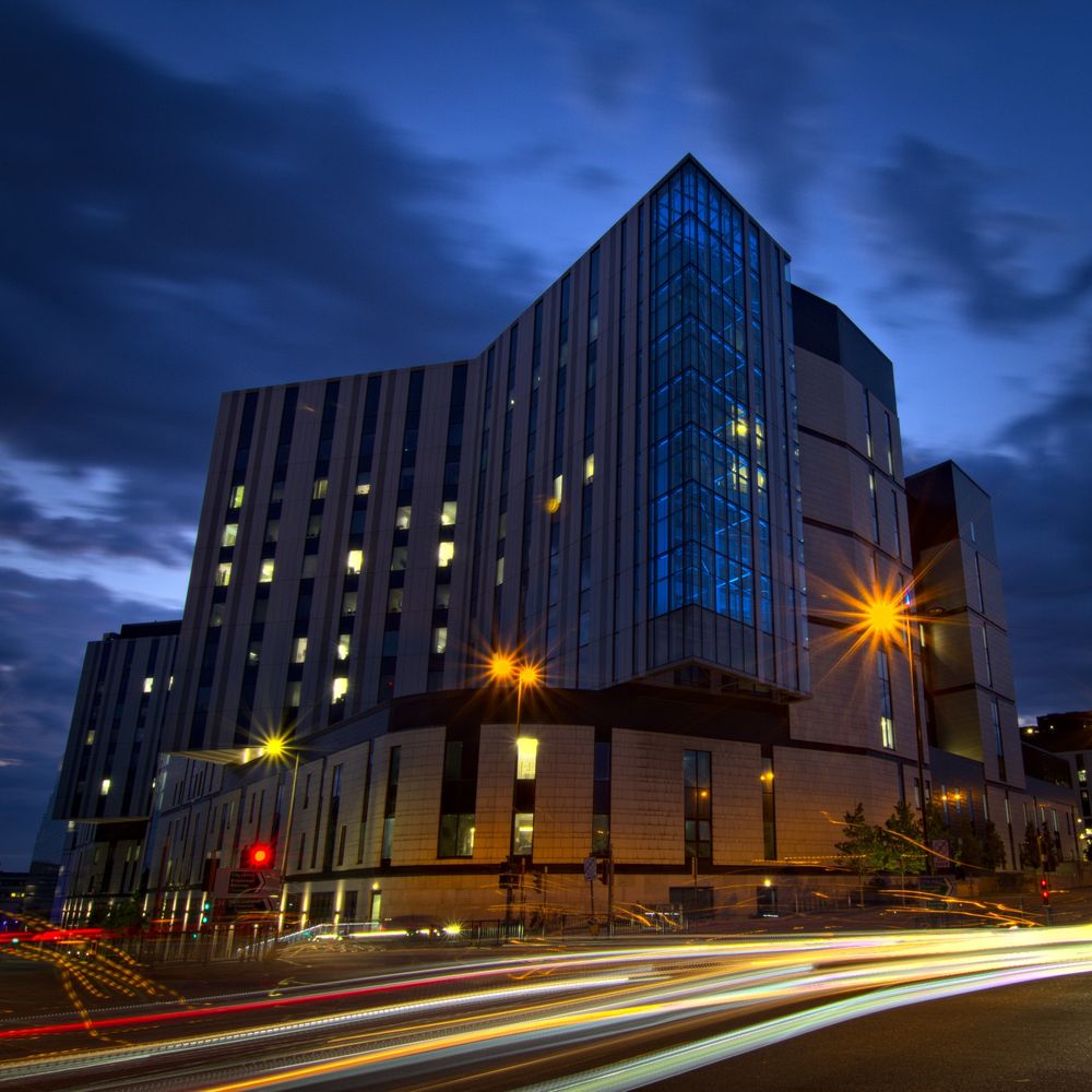 Liverpool hospital long exposure at blue hour