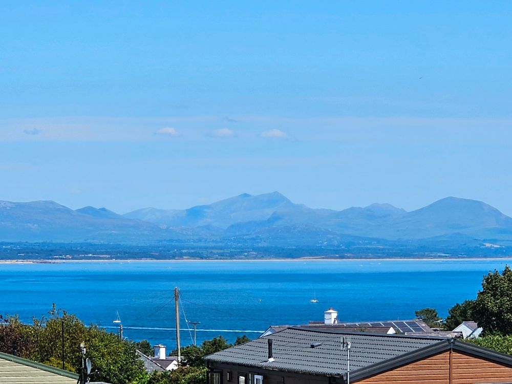 View of Snowdon across the sea. Taken from our caravan/lodge near Abersoch, North Wales.