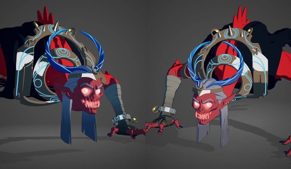 A  large red cel-shaded boss monster from the Dragon Prince: Xadia