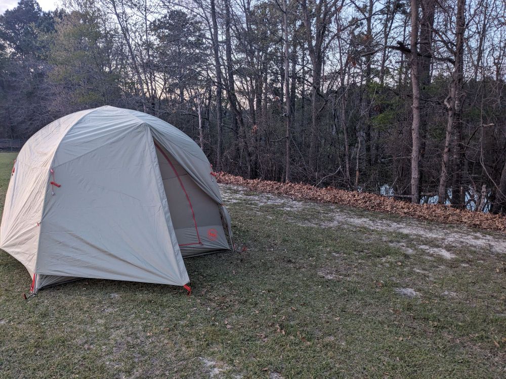 Tent next to some trees