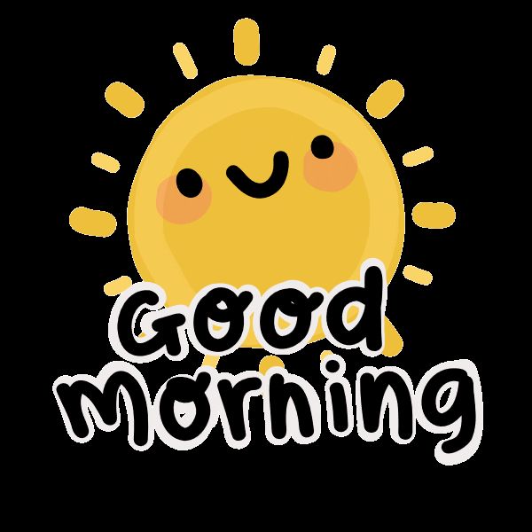Smiling sun with good morning text underneath.