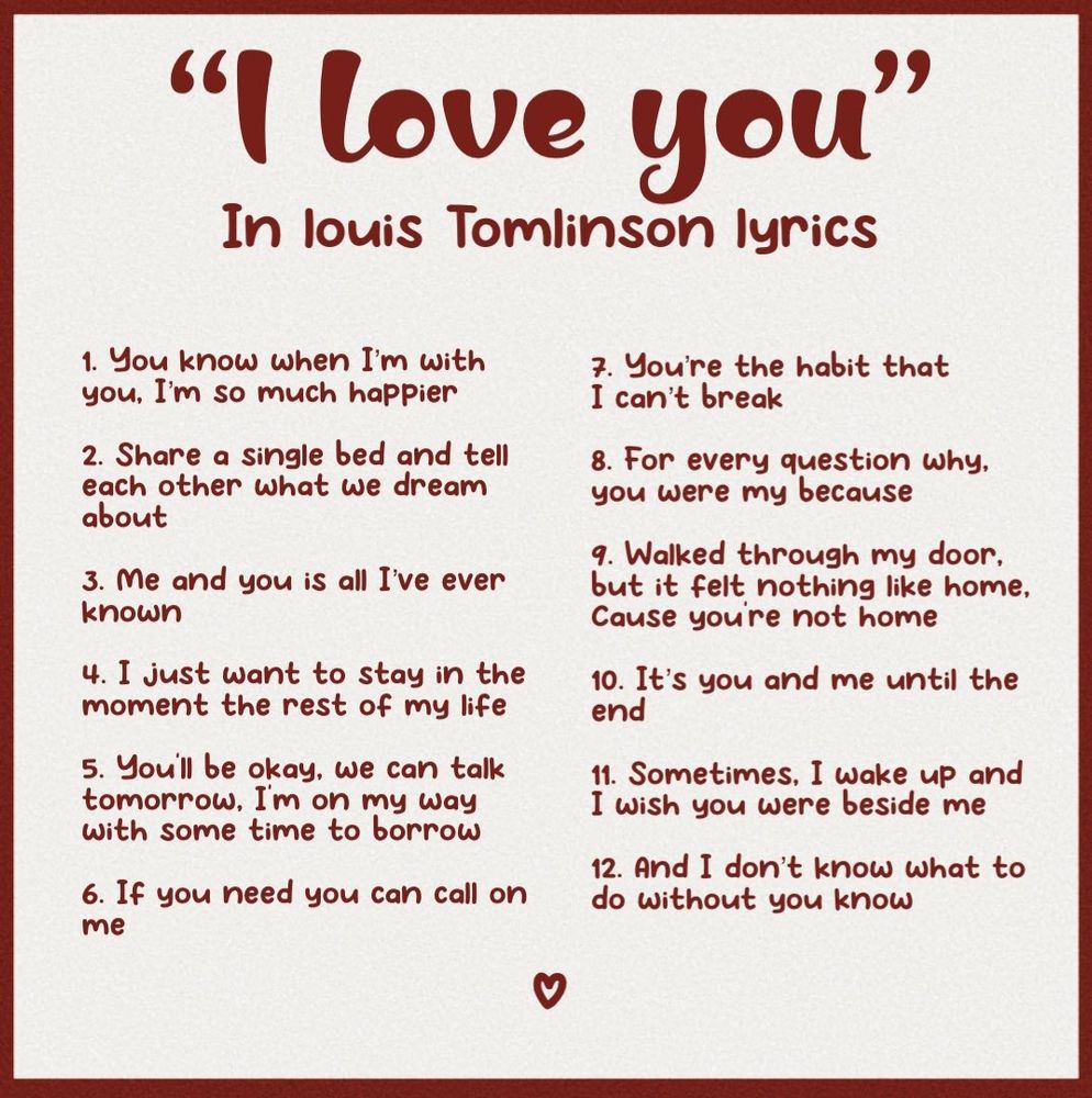 I love you in Louis tomlinson lyrics