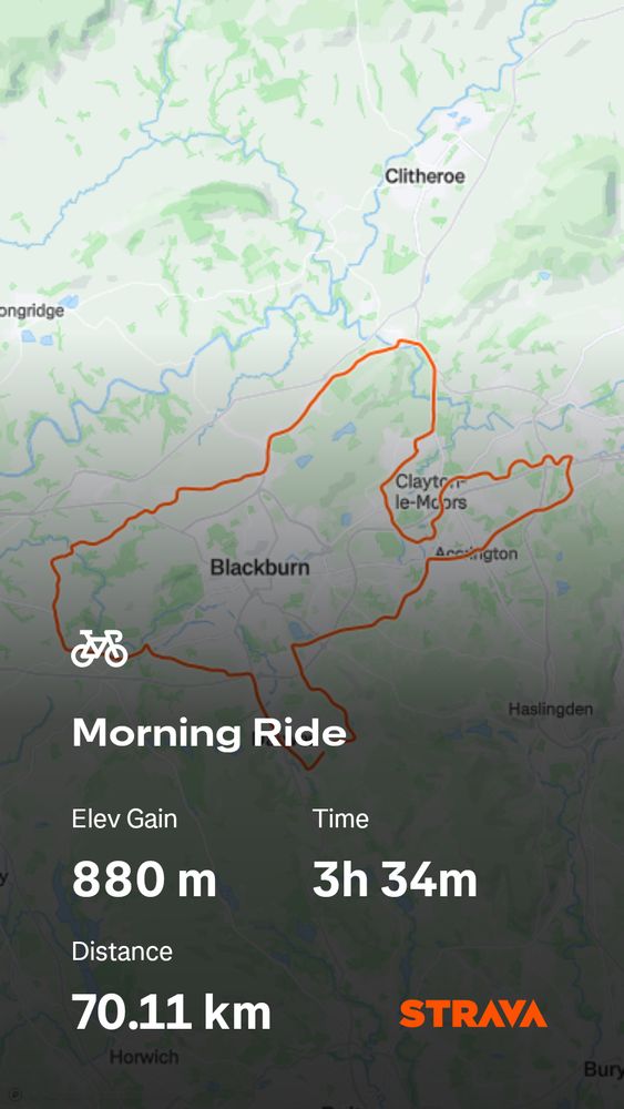 Route map of a 70km cycle