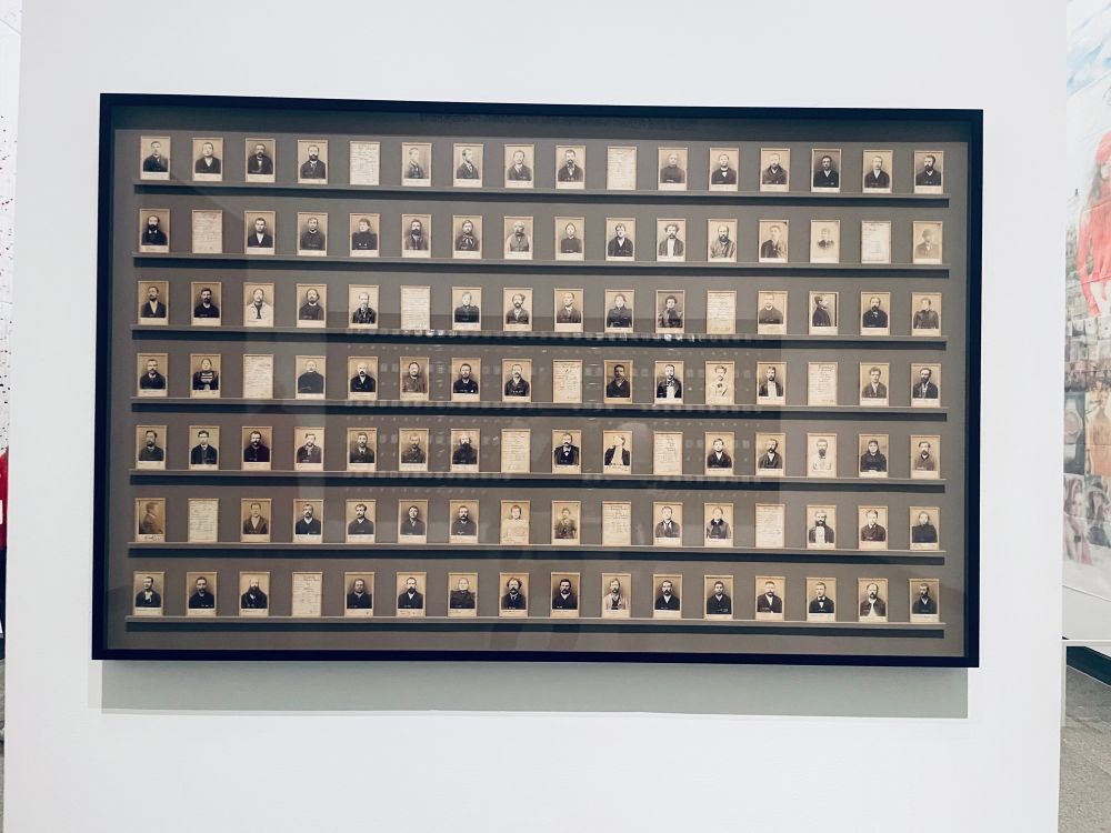 Mugshots of Bertillon in Jesse Krimes exhibit at the Met