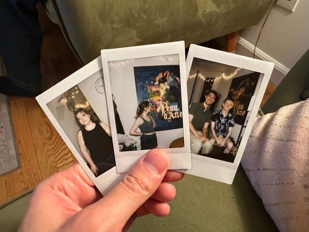 polaroids of the roomies in our apartment (peep the enormous Donkey Skin poster)