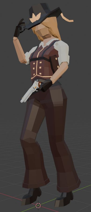 Another playable character, Alexanderia. A retired gunslinger for hire. 
