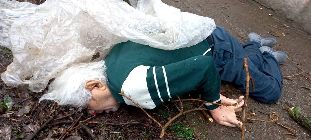 Mariupol, Ukraine, 2022
This woman was killed by shrapnel while trying to find some water on the street. (People used ice, snow and rainwater for drinking)