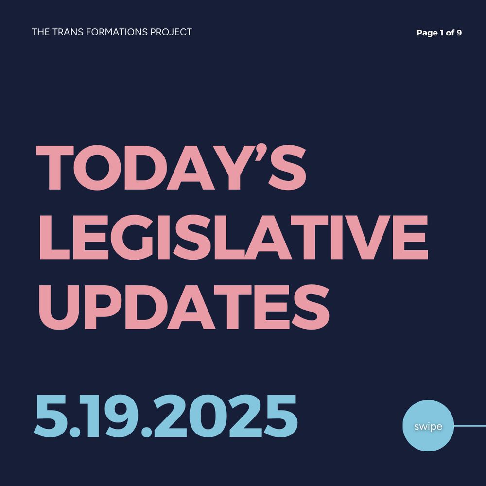 Today’s Legislative Updates May 19, 2025

Trans rights are still under attack in the United States. Please visit our website linked below to learn about your state and contact your reps. Here's a thread of today's updates:
