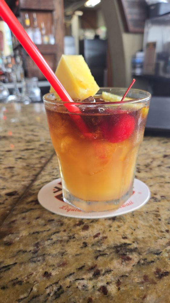 Mai Tai cocktail...with a rather large layer of rum on top!