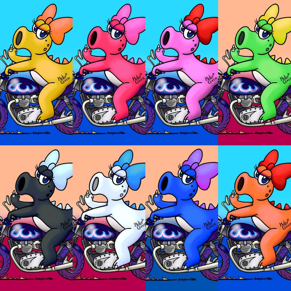 Collage con Motobirdo en todos sus colores disponibles en el Mario Kart 8.