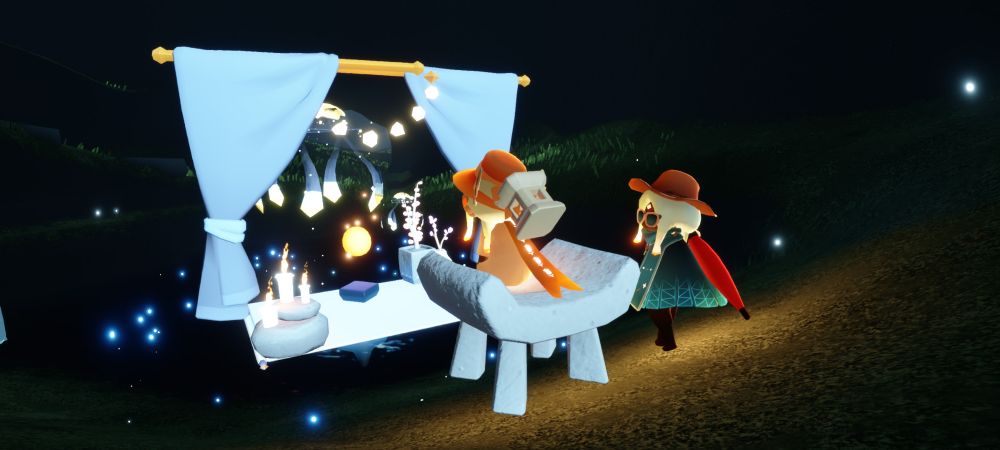 ツリーハウスエリアのシェアスペースからクラゲを見る星の子たち