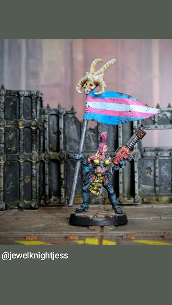 TRANS RIGHTS ESCHER GANGER WITH FLAG