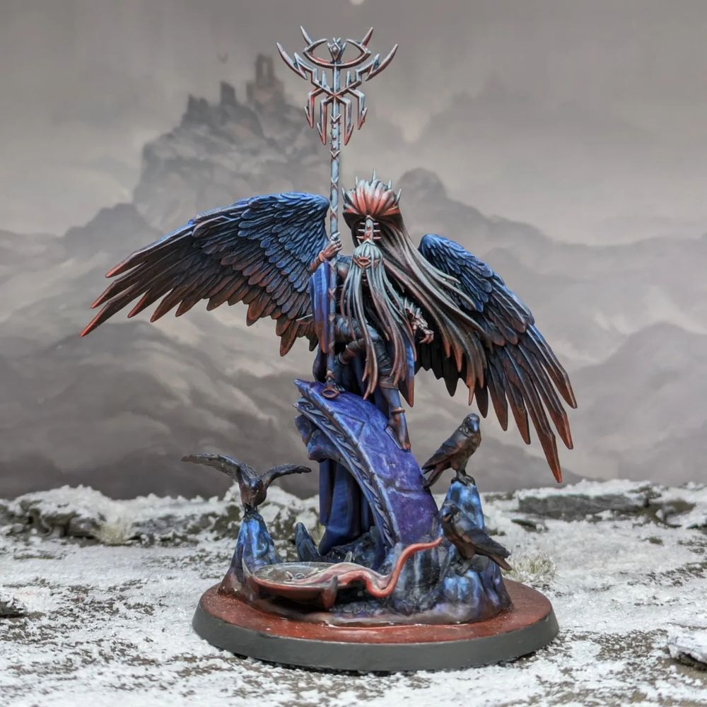 WITCHY BIRD LADY PERCHED ON RUINS 