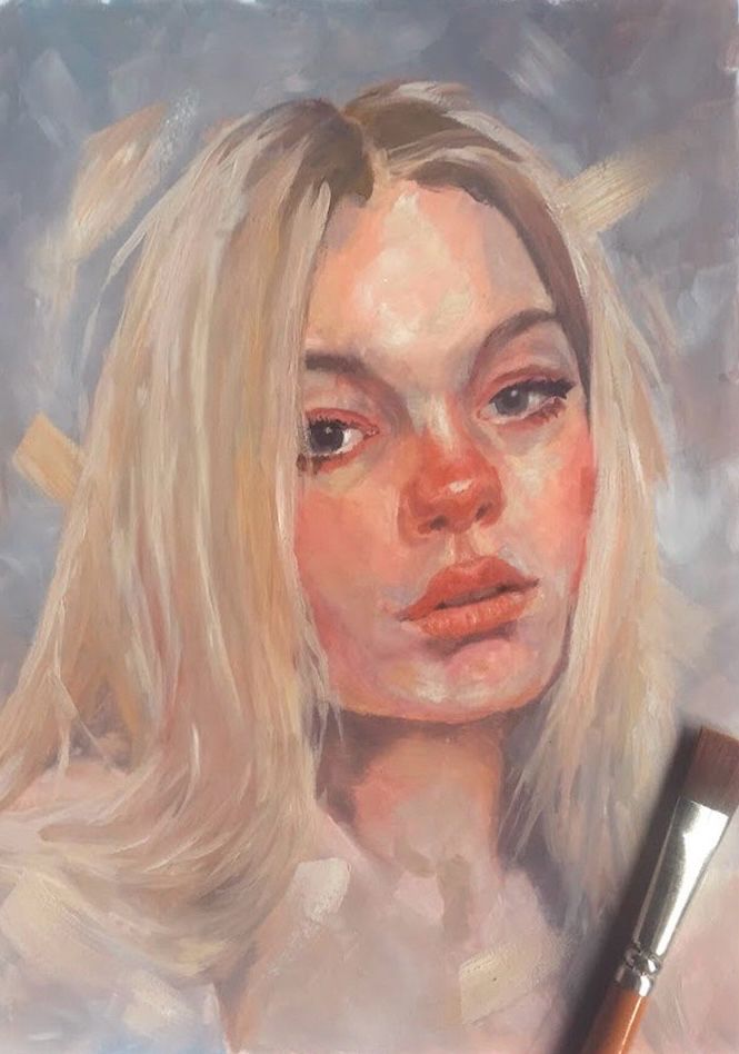 Oil portrait sketch of a girl