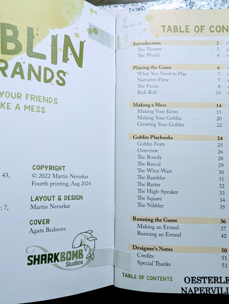 Inside cover of a TTRPG to show book tape connecting the cover to the inside pages.