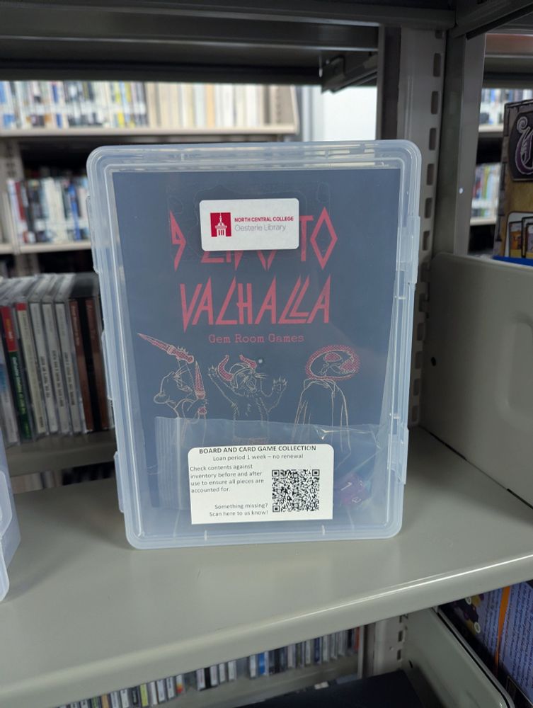 A game called 9 Lives to Valhalla, in a plastic tote