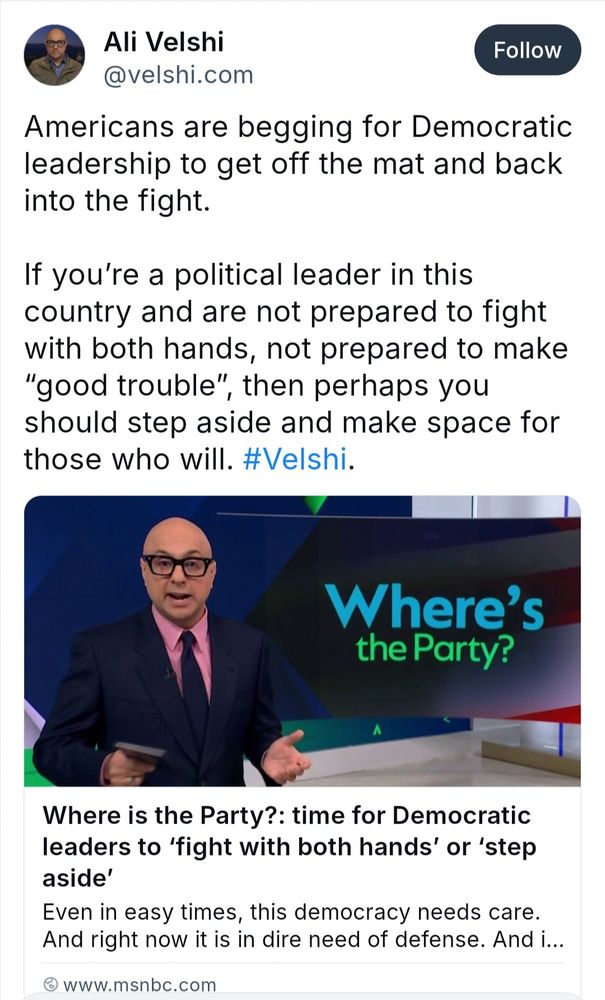 Oligarchy owned media man demands Dem leaders step aside if they're not prepared to fight with both hands and make good trouble 