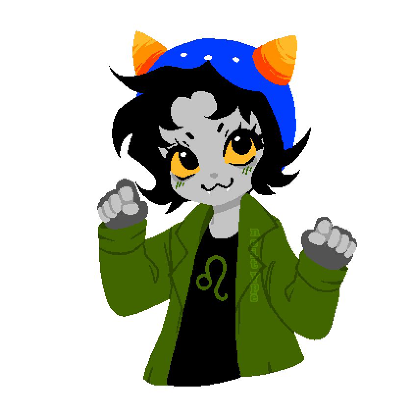 Lineless art of Nepeta Leijon from Homestuck gesturing like a cat.