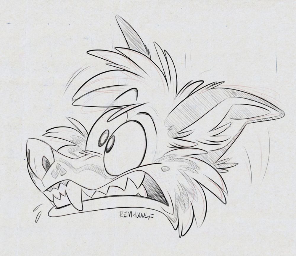 Toony sketch of Remy (wolf)
