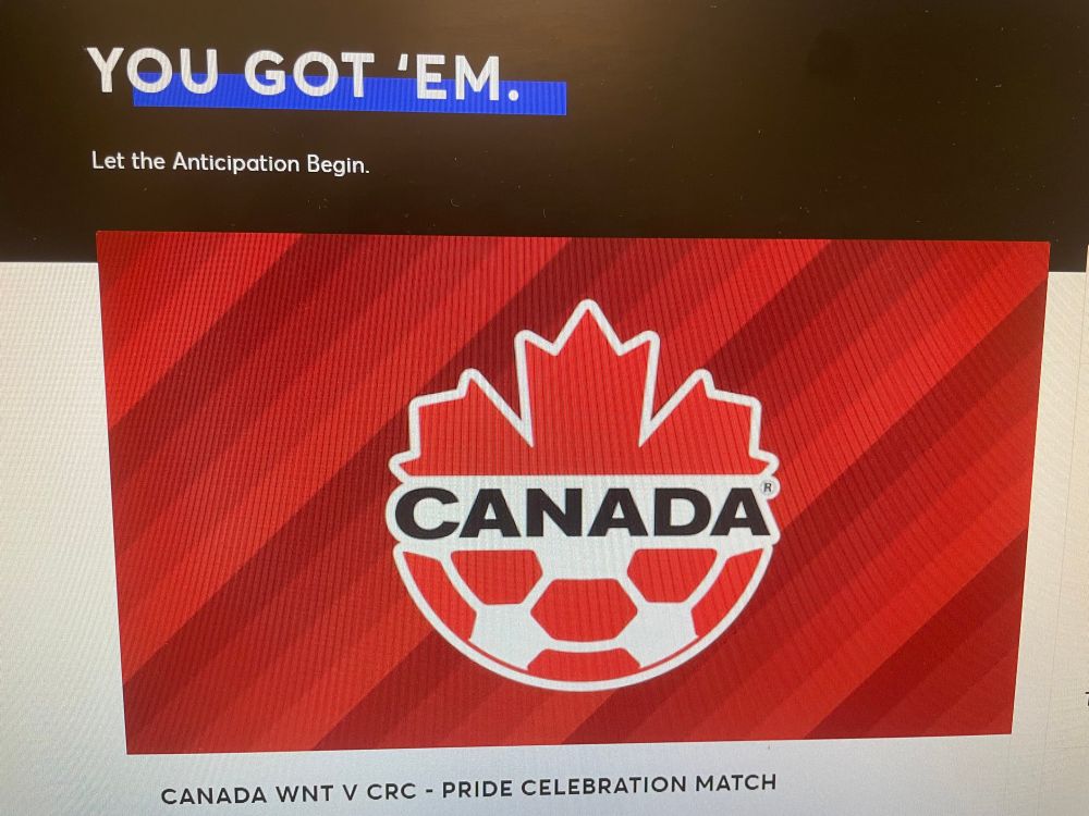 Photo of ticket confirmation for the June 27 Canada game at BMO Field