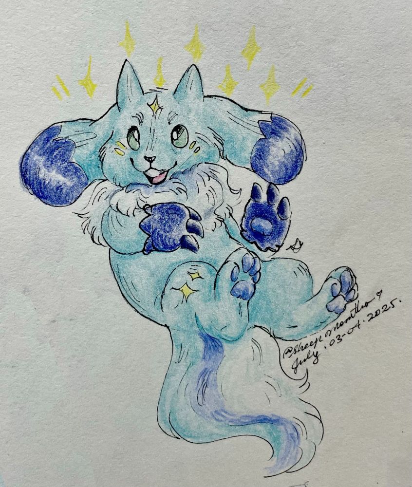 Arnemon, a rookie rabbit-like Digimon with a long tail and small horns. It's suspended in the air, with a joyful expression