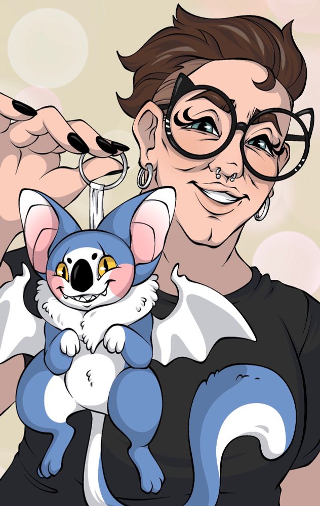 Redraw of that one lady holding a golden labubu, but instead it’s me holding my stinky little ‘sona. 