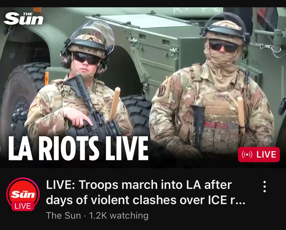 clickbait on YouTube that says LA riots live 