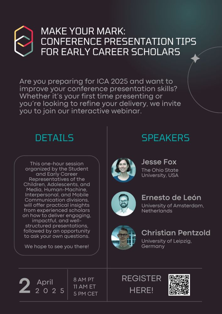 Flyer for interactive webinar on improving ICA conference presentation skills. 