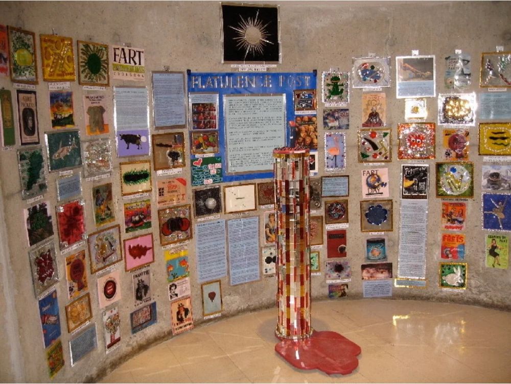 An alcove devoted to art about farting.