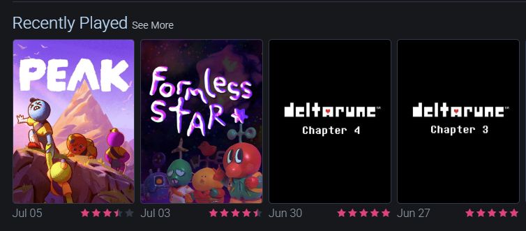 Recentemente jogados: PEAK, Formless Star e Deltarune Capítulos 3 e 4